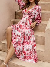 Floral V-Neck Long Sleeve Dress OutfitFlow